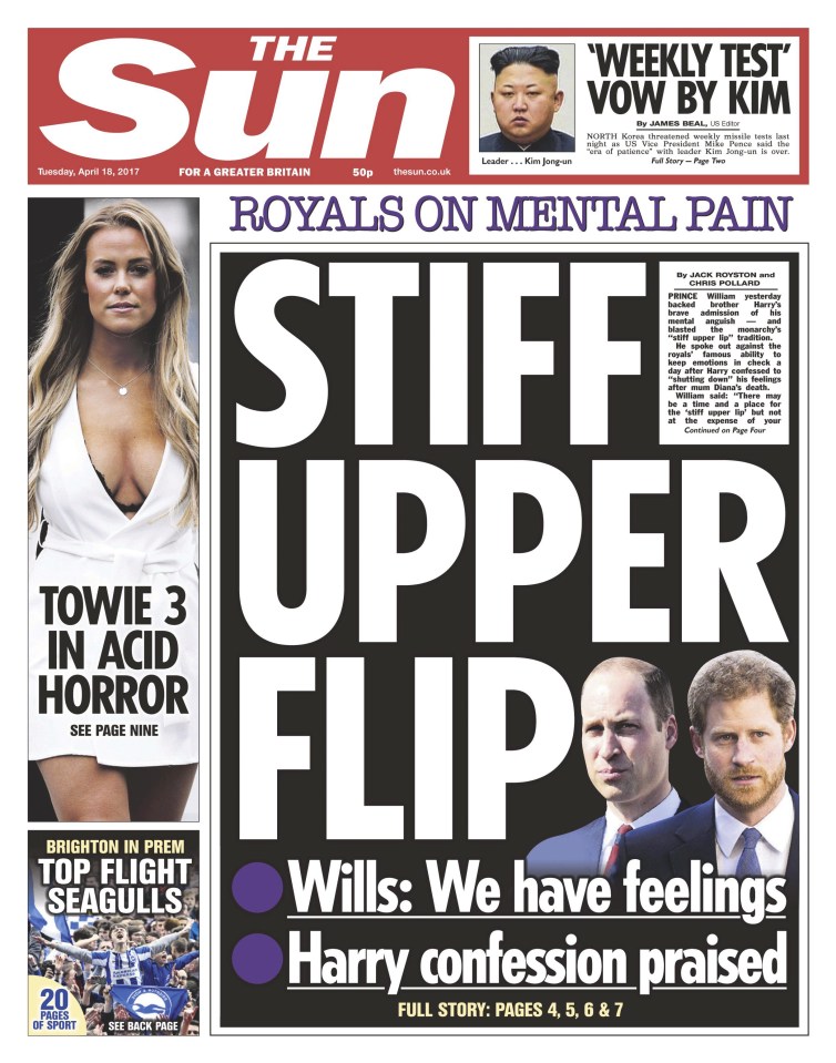 Grief . . . The Sun’s front page yesterday