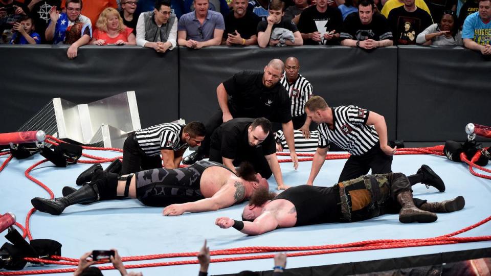  Big Show was suplexed from the top rope by Braun Strowman which destroyed the ring