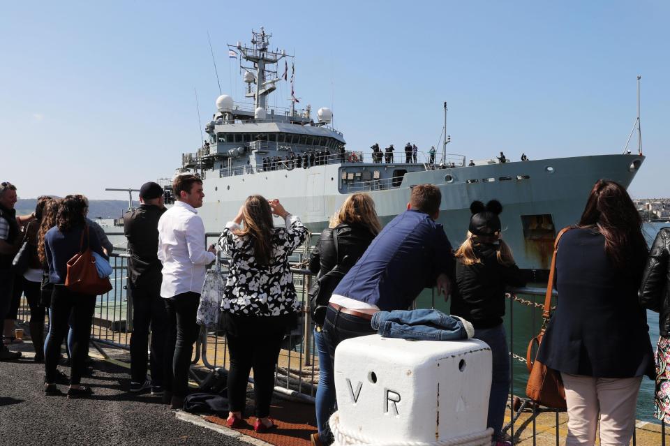  Families waited anxiously to greet the crews who have finally finished a 35-month deployment at sea on board the HMS Enterprise