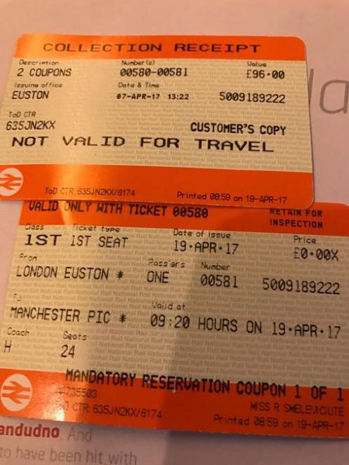  Neville, 42, also posted a photo of the tickets, adding: '@VirginTrains that’s what the machine gave me ( apparently one missing ) he wouldn’t sell me another'