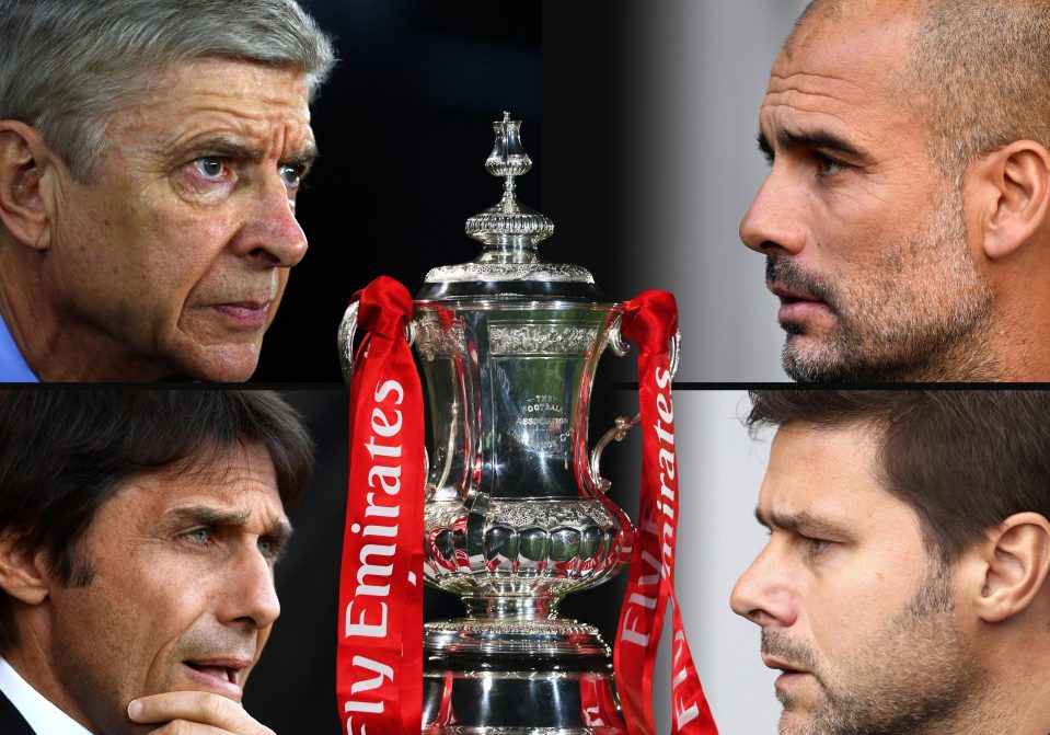 Four of the biggest personalities are managing in the FA Cup semi-finals this weekend - Arsene Wenger, Pep Guardiola, Antonio Conte and Mauricio Pochettino