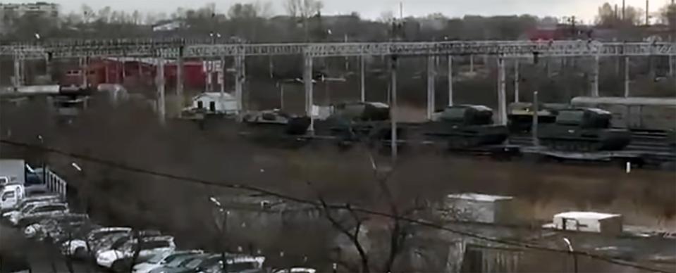  A military convoy appears to be on the move in unverified footage released online