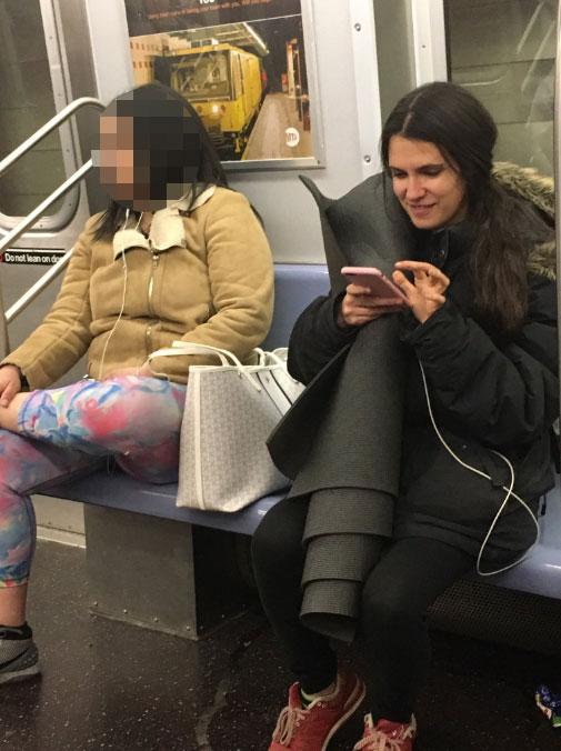  It turns out women are often just as greedy as men when it comes to taking up space on public transport