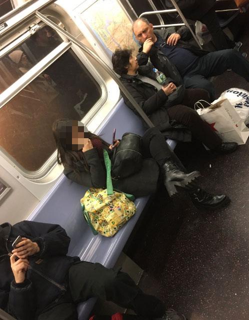  In many of the pictures, the woman's bag is taking up the same amount of space as a human would do