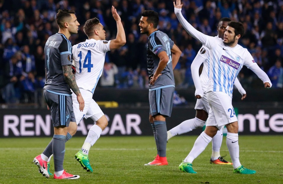 Leandro Trossard celebrates his equaliser on te night but it was nowhere near good enough for Genk