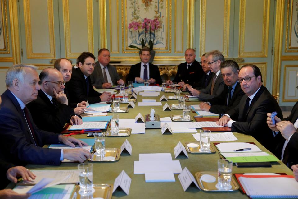  President Francois Hollande holds an emergency cabinet meeting this morning at the Elysee Palace in Paris