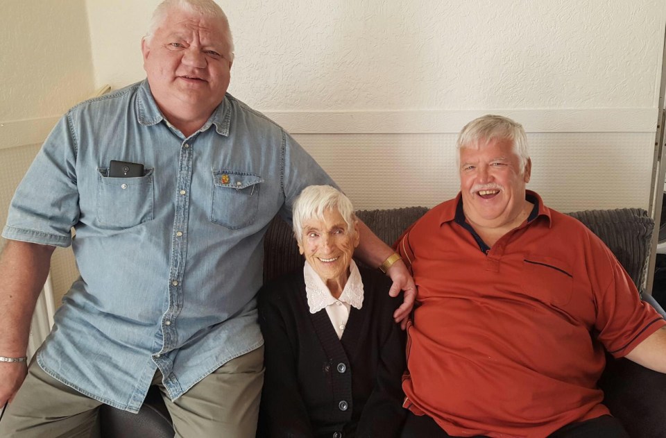 Gran of 154 Margaret Howarth, pictured with her son in law Frank, left and son James on the right