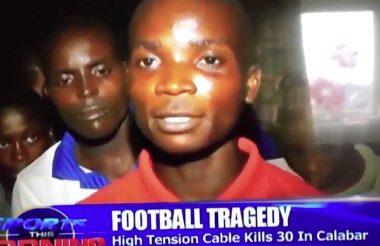  30 are feared dead after a power cable electrocuted football fans in Nigeria