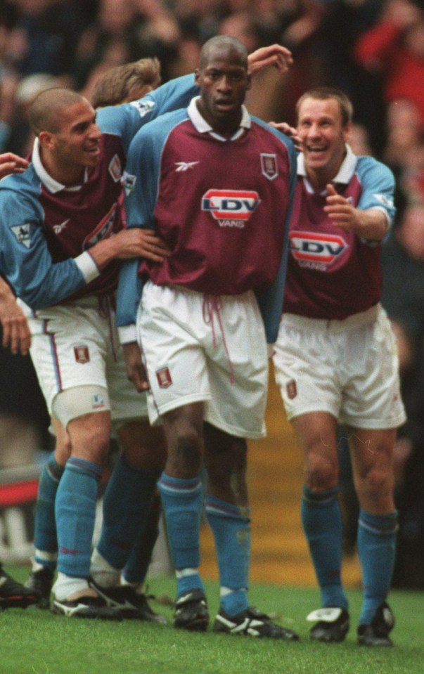 Paul Merson with Ugo Ehiogu and Stan Collymore at Villa Park