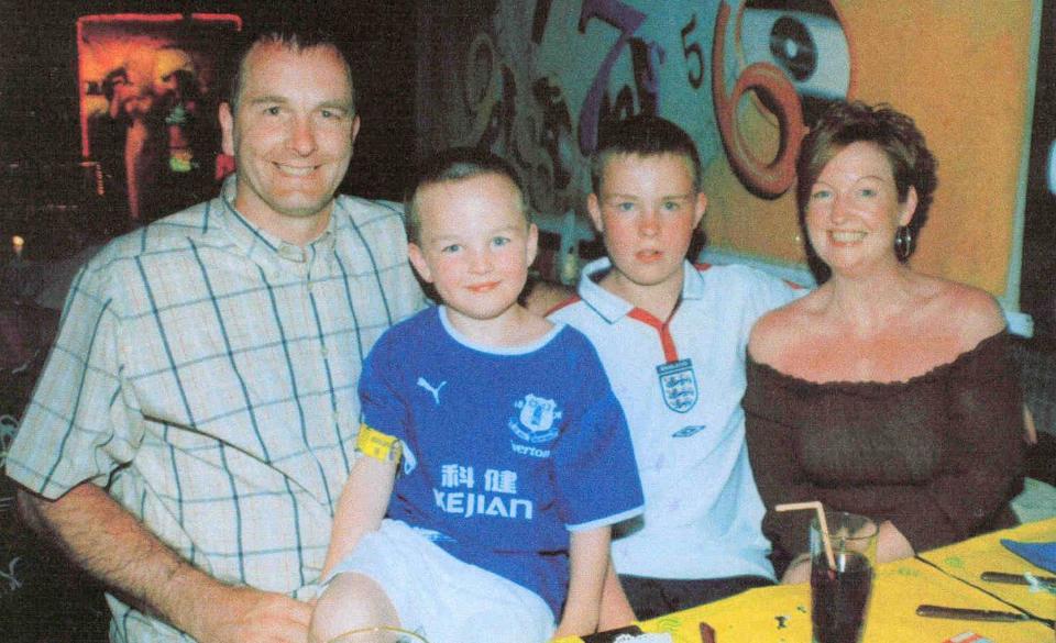  Rhys Jones, pictured with father Stephen, brother Owen and mother Melanie on a family holiday