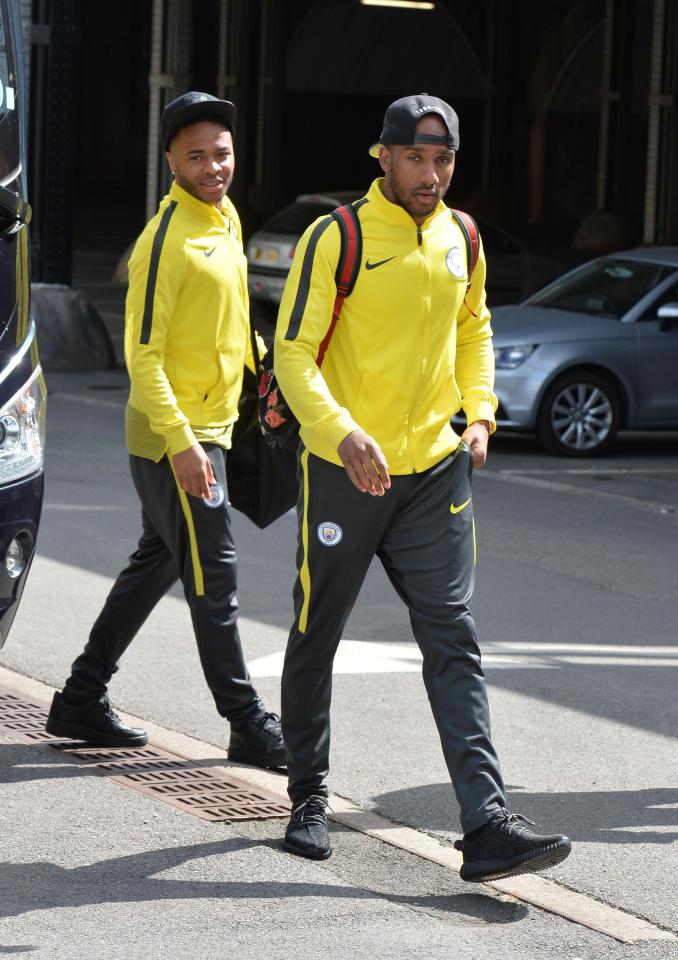  Raheem Sterling followed Fabian Delph off of the team coach