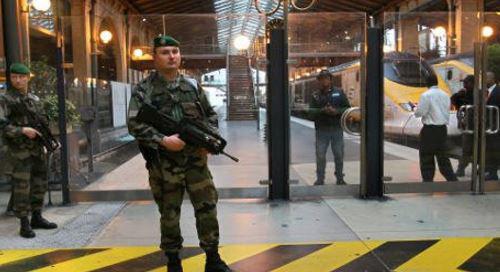  Troops were seen guarding gates at the station after the incident this afternoon