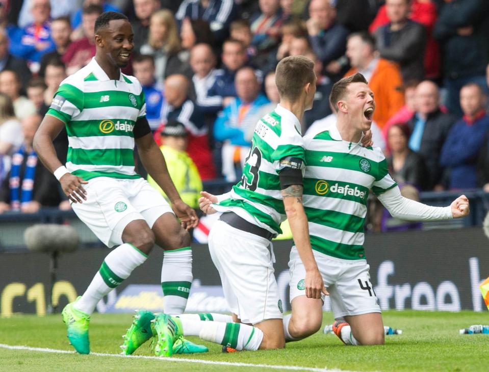  Callum McGregor celebrates after giving Celtic the lead against Rangers