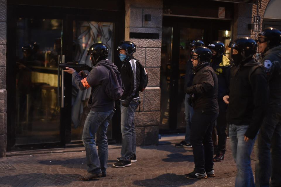  The youths, from anarchists and "anti-fascist" groups, gathered on the Place de la Bastille in eastern Paris