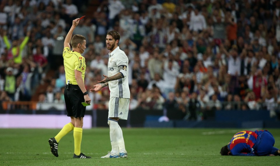 Sergio Ramos inexplicably lunged in on Lionel Messi – and was deservingly shown a red card