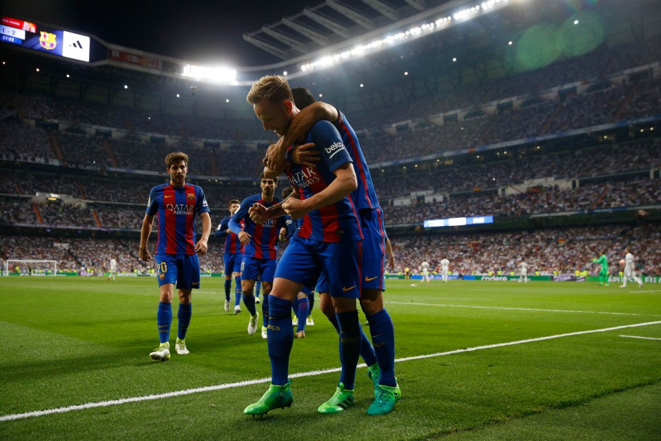 Rakitic celebrates after his brilliant goal