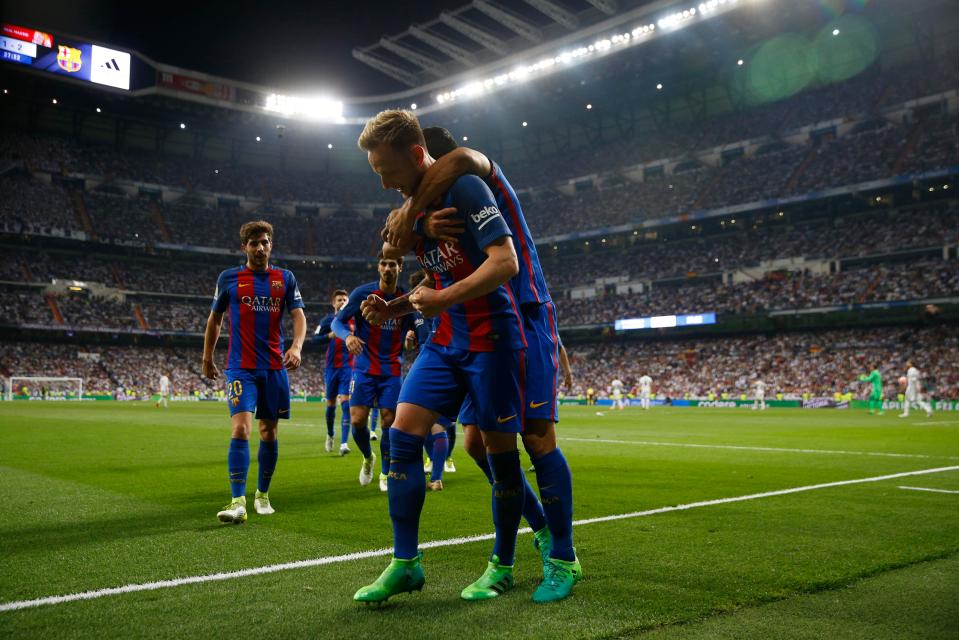  Rakitic celebrates after his brilliant goal