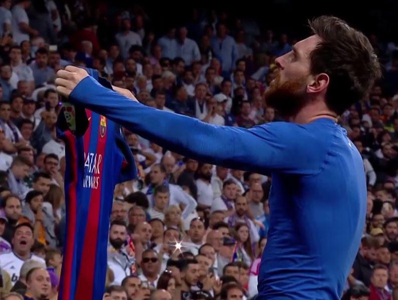 Messi scored his 500th goal in the 3-2 – and added a final insult to the Real fans by holding his shirt up after scoring the winner