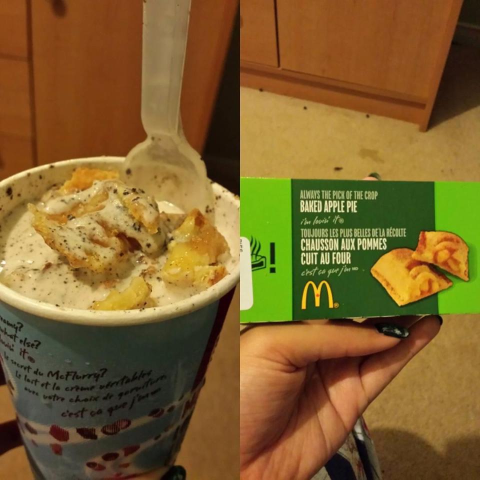  One Instagram user shared her McFlurry and Apple Pie combination