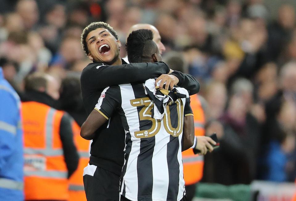  The Newcastle players can now celebrate after reaching the big time, much to the fans' delight