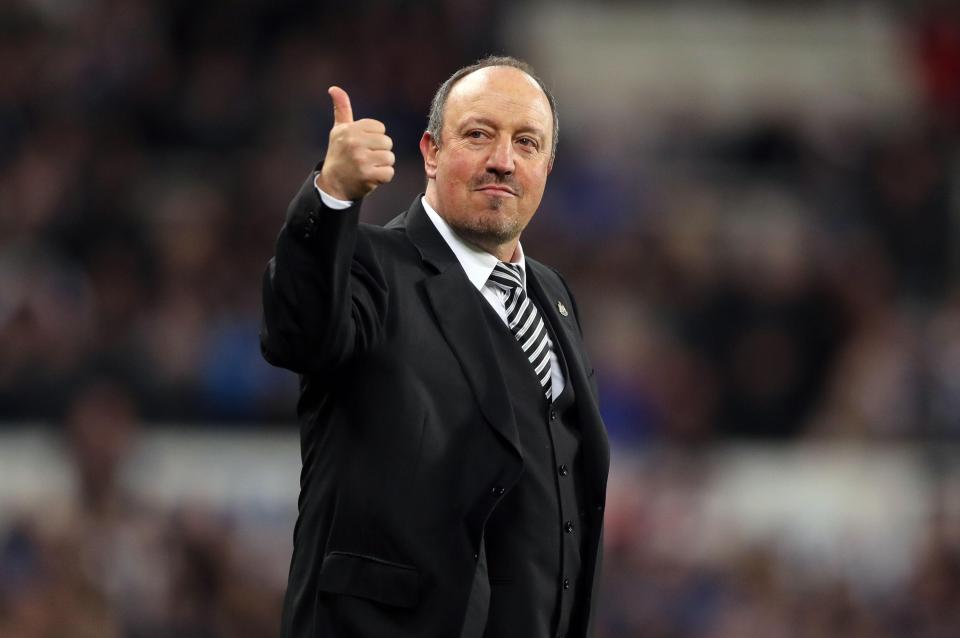  Newcastle manager Rafa Benitez gives the thumbs up to the crowd after guiding the Magpies back into the top flight