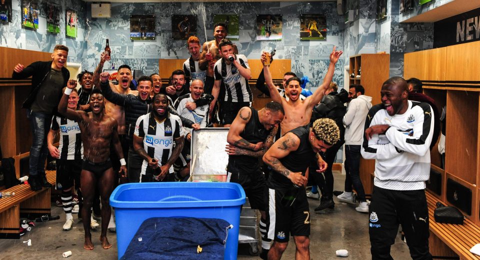  Players duck for cover as the booze flows at St James' Park