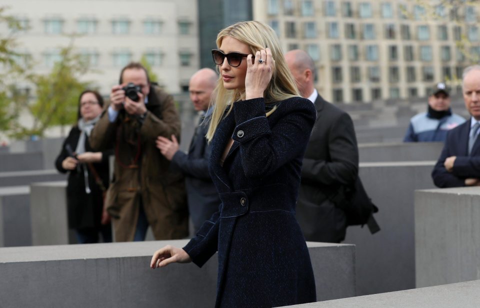 Trump visited the memorial before being expected to attend the evening gala sponsored by Deutsche Bank