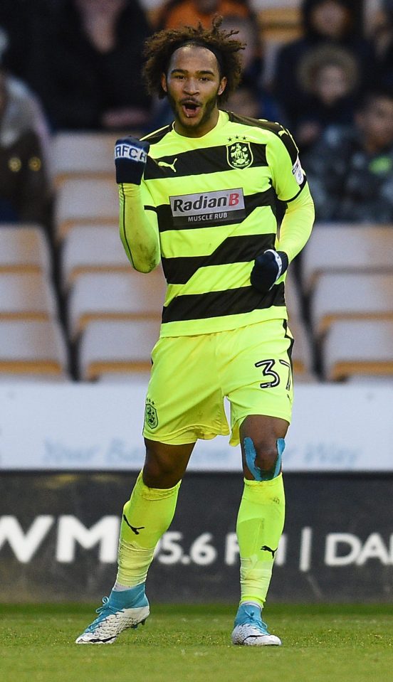  Isaiah Brown celebrates his breakthrough as the Terriers go in front before the interval