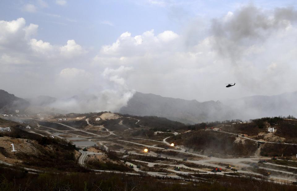  A wide shot of the territory used for the war games aimed preparing for war with North Korea