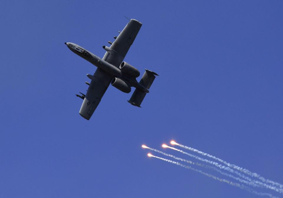  A US A-10 Thunderbolt II attack aircraft - a battlefield warplane -takes part in the spectacular war games