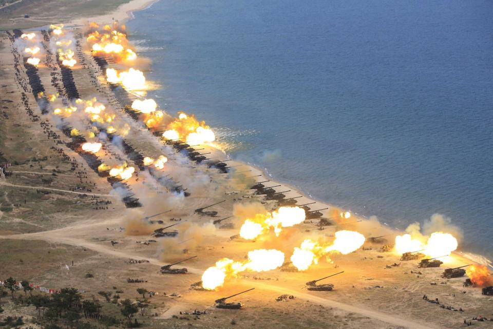  Kim Jong-Uns military undergo fearsome exercises along the coast of North Korea