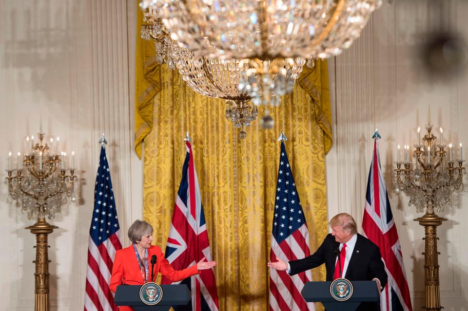  Donald Trump welcomes Prime Minister Theresa May to the White House on 27 January - she was the first world leader to meet Trump since he became President