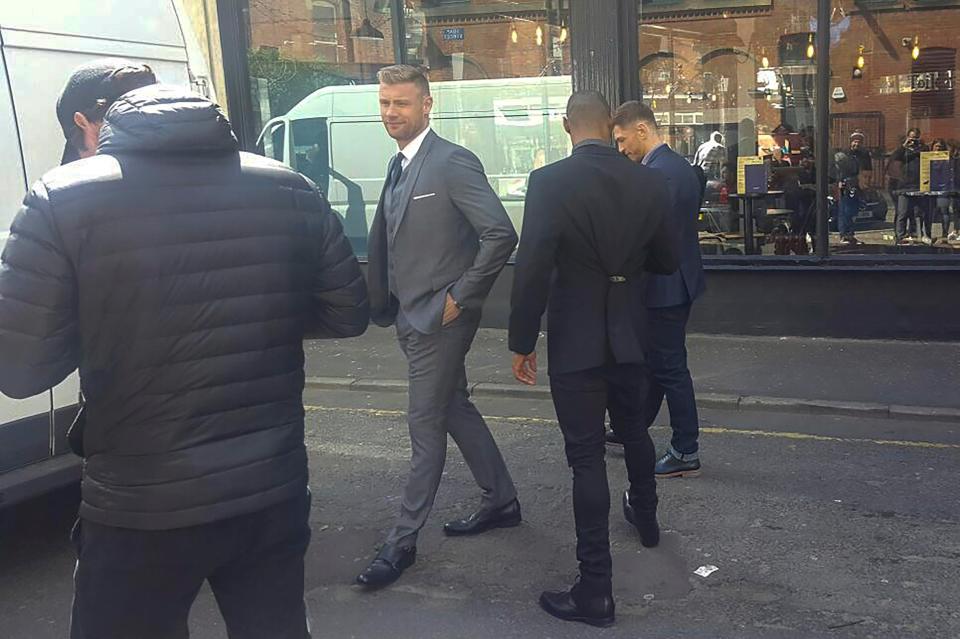  The cricketer attracted a crowd as he modelled his new menswear range in Manchester