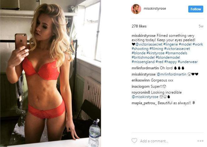  Stunning Kirsty shared a selfie of her modelling for Victoria's Secret