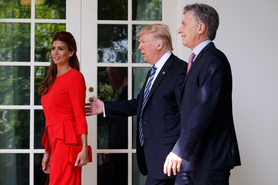 Trump and first lady Melania Trump greeted Macri and his wife as they arrived at the White House