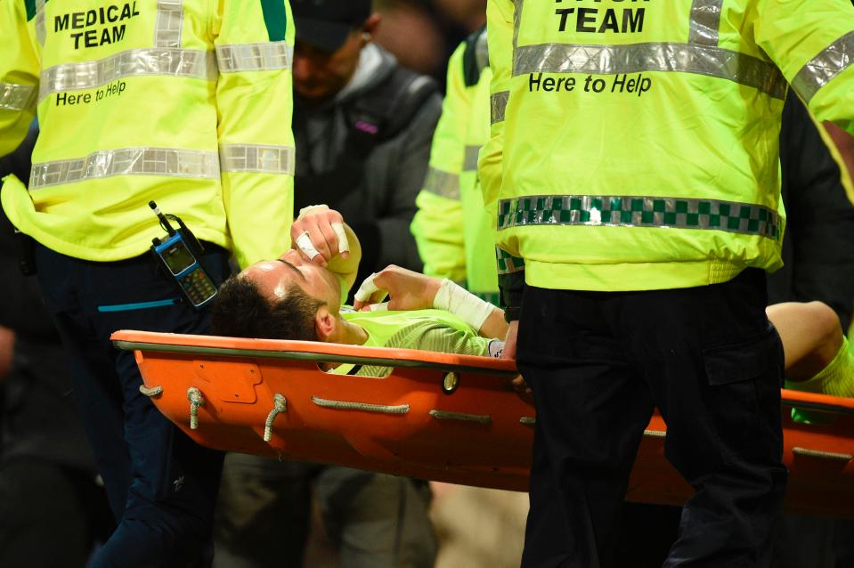  Claudio Bravo's season could be over after the Manchester City stopper was stretchered off against United