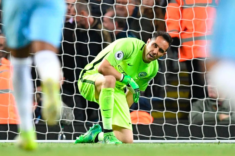  Claudio Bravo came to collect a corner but hurt himself while landing