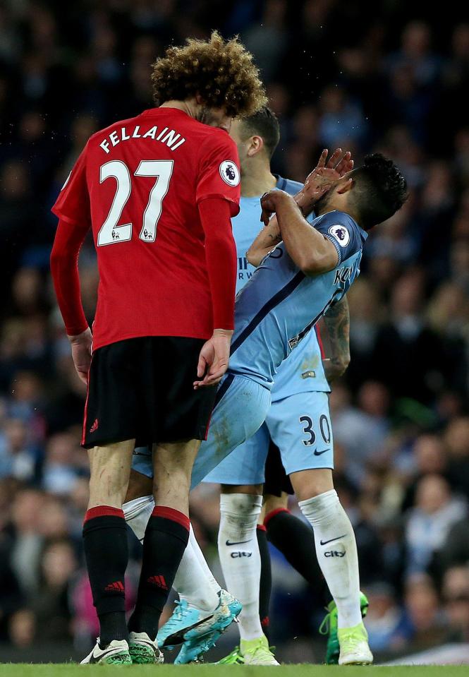  And Marouane Fellaini headbutted Sergio Aguero to land himself a ban