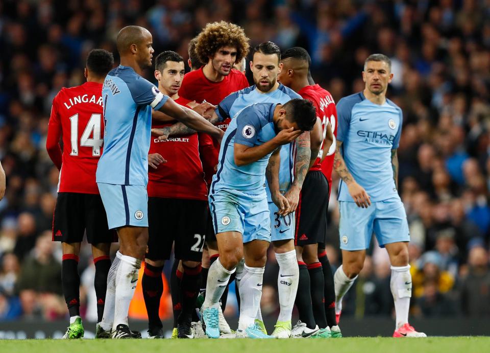  Fellaini took an age to leave the pitch as he argued with other players and the referee