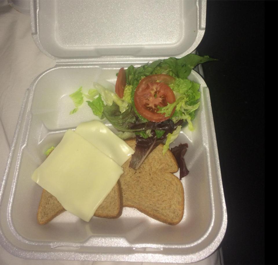  One festival goer posted a picture of a lacklustre cheese sandwich after guests were promised luxury catering