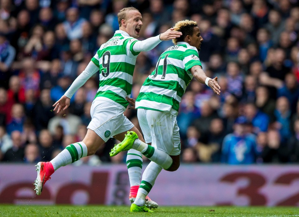 Sinclair celebrates his penalty which out Celtic ahead