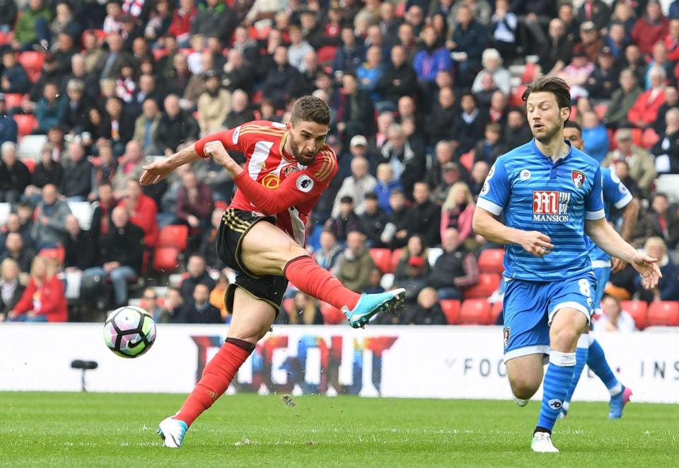  Fabio Borini completely misses his kick as he tries to shoot on goal