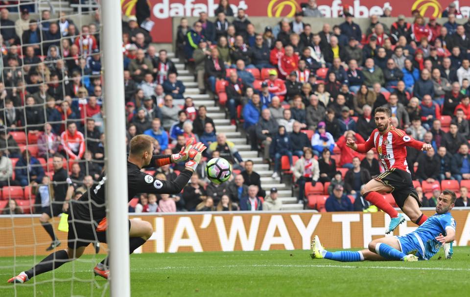  Fabio Borini tries his luck but Art Boruc is up the to task and saves for Bournemouth