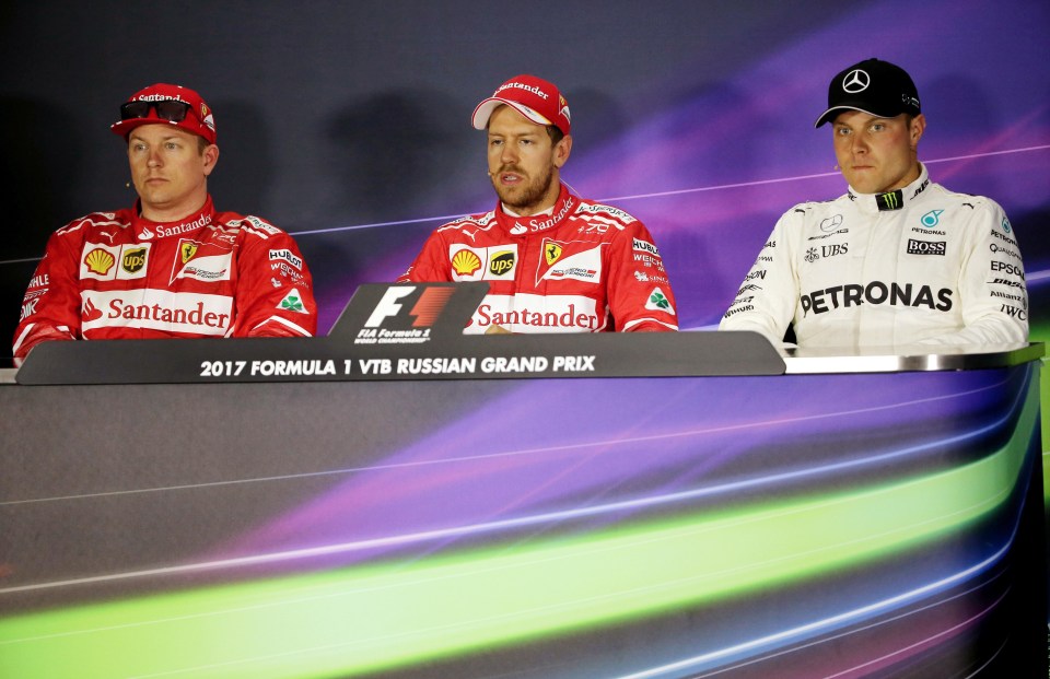 Sebastian Vettel, Kimi Raikkonen and Valtteri Bottas will front the grid in Sochi