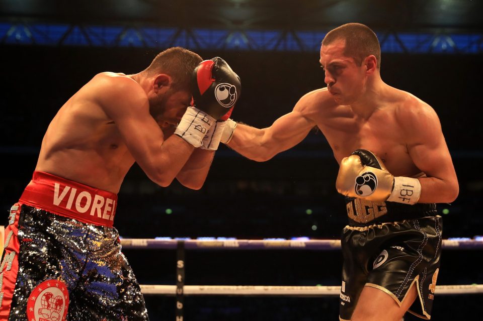  Scott Quigg, right, was in great form as he won a tough fight against Romanian Viorel Simion