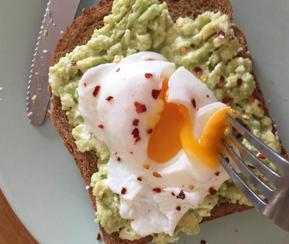  Megan is down about her lack of progress so cheers herself up at brunch with friends - where she sticks to her diet and orders avocado and egg on toast