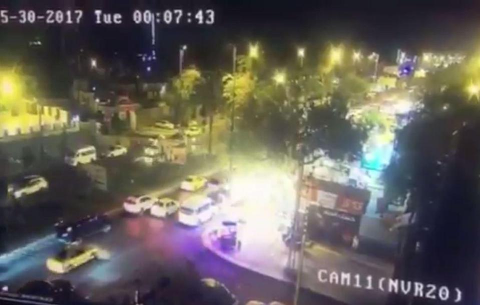  Security camera footage shows the busy street moments before the attack