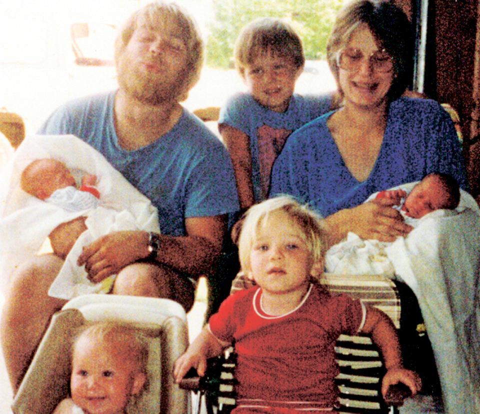  Steven with his four kids, ex-wife Lori and her son: Their marriage broke down after he was wrongly convicted