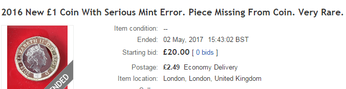 Another coin with a missing piece failed to attract a single bid