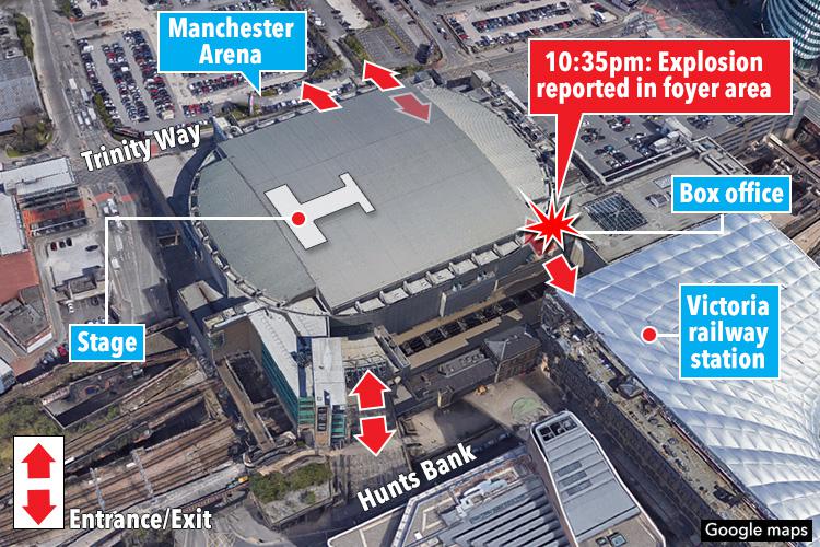 The blast detonated in the box office as thousands of pop fans left the concert, many going to Victoria station